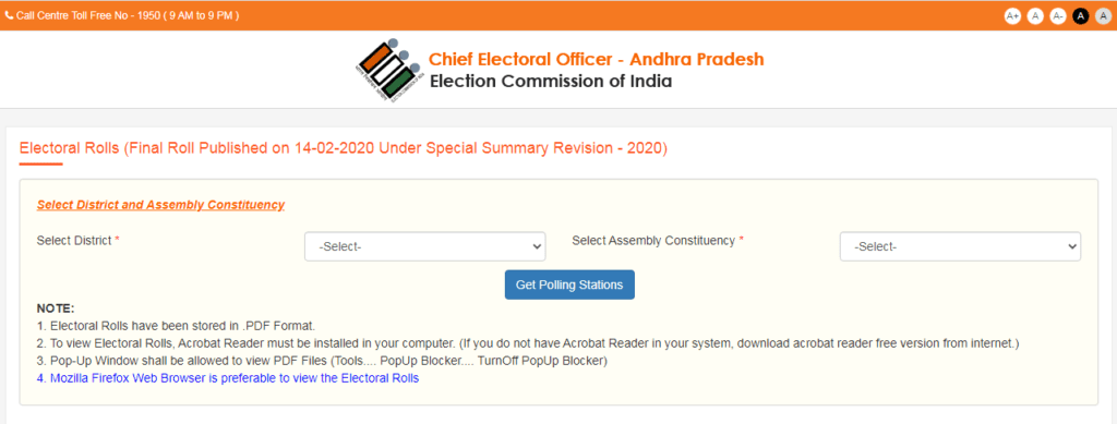 Process of Downloading Electoral Roll AP voter list PDF