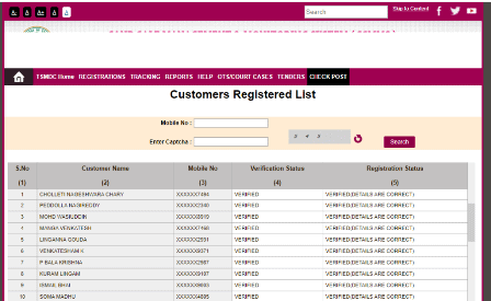 TS Sand Booking Customer Registration List