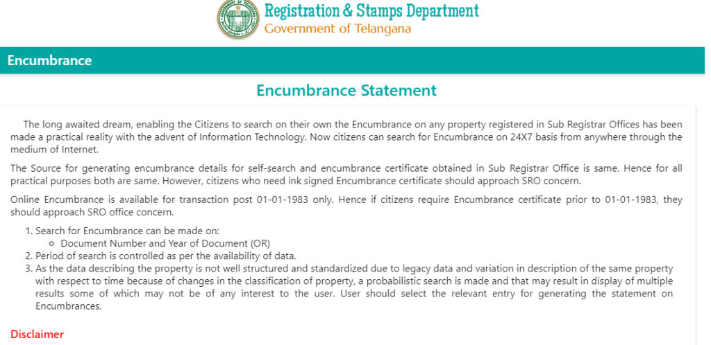 Land Transactions Encumbrance Details