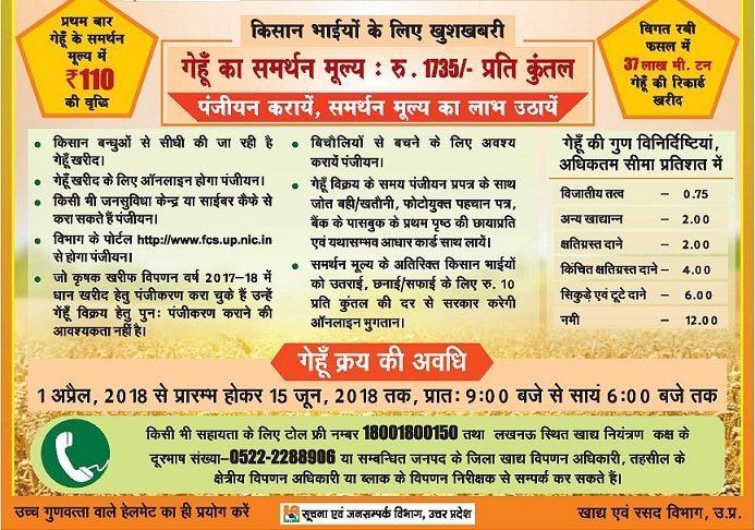 यूपी गेहूं खरीद ऑनलाइन रजिस्ट्रेशन