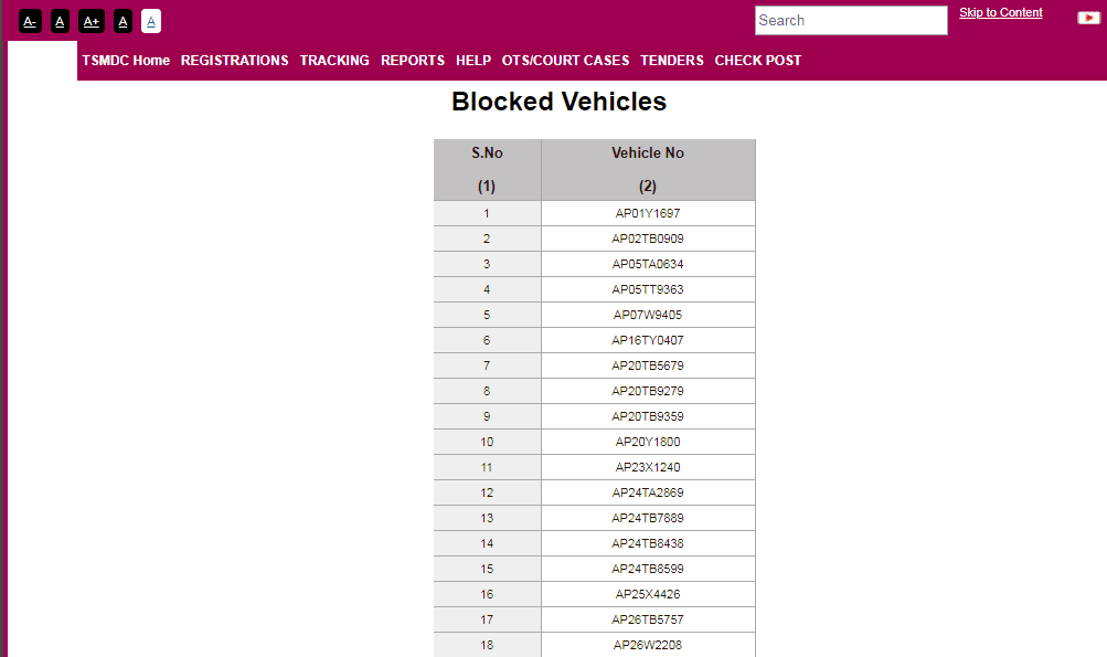 Process To View Blocked Vehicles