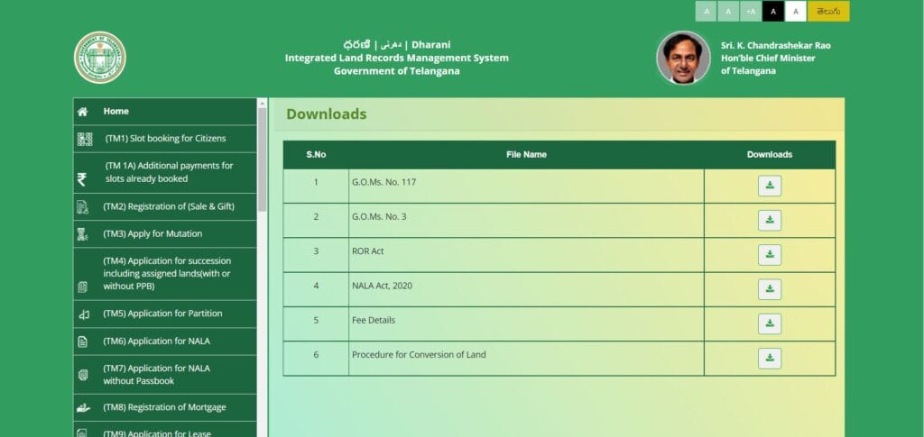Dharani Telangana Download Important Documents