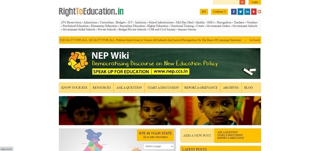 RTE Admission Official Website