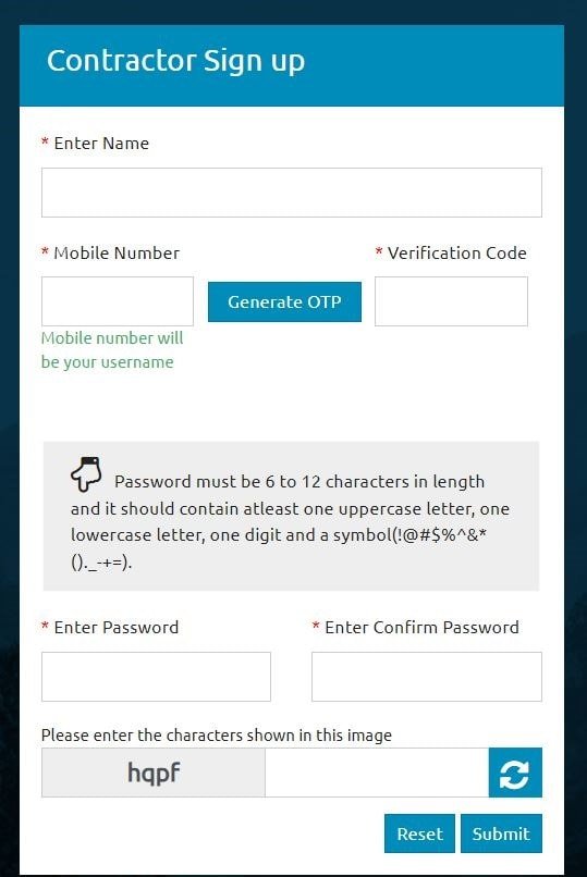 Contractor registration