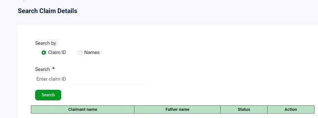Search Claim Details 